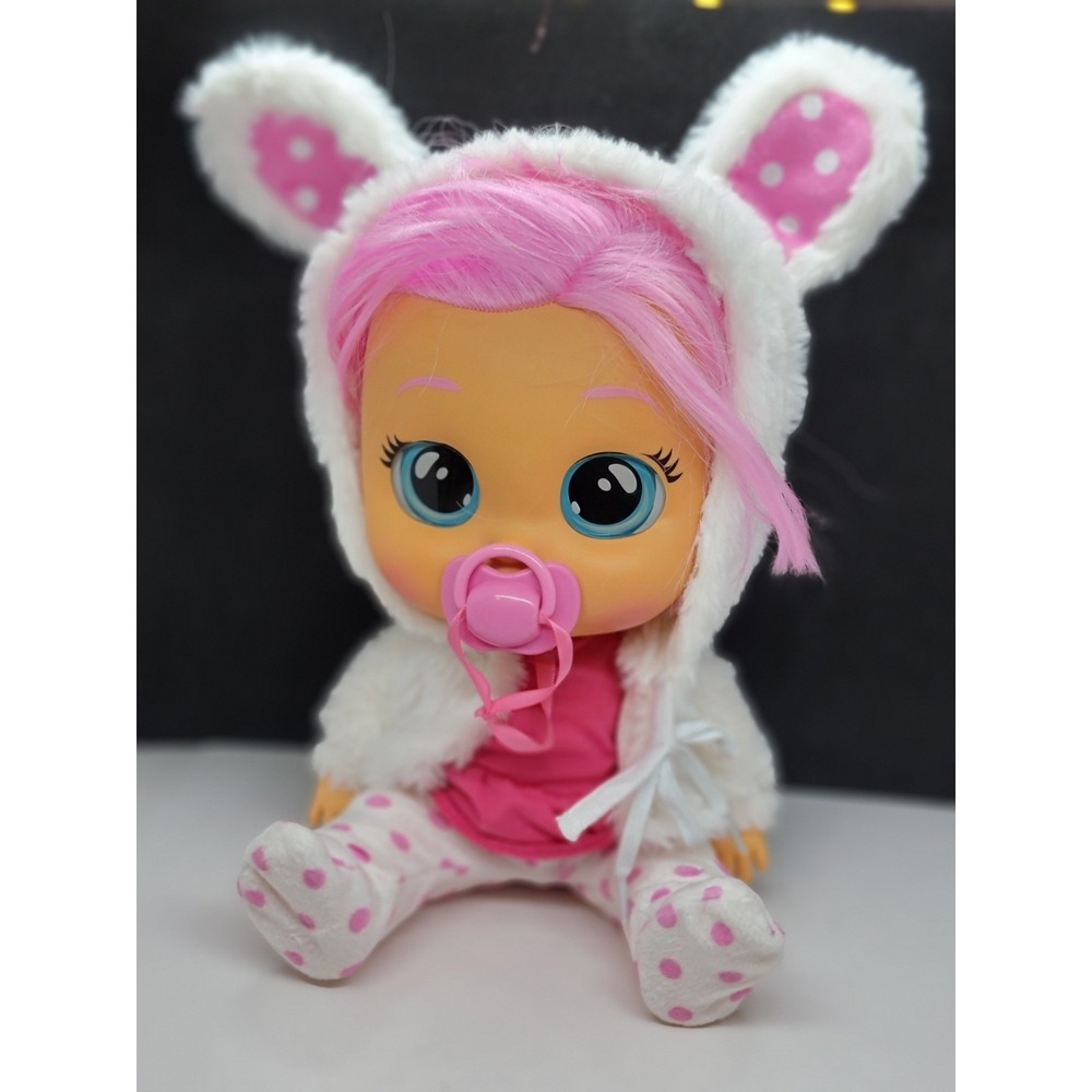 Cry Babies Dressy Coney Interactive Baby Doll Pink Hair Bunny Themed Hoodie - Picture 2 of 9